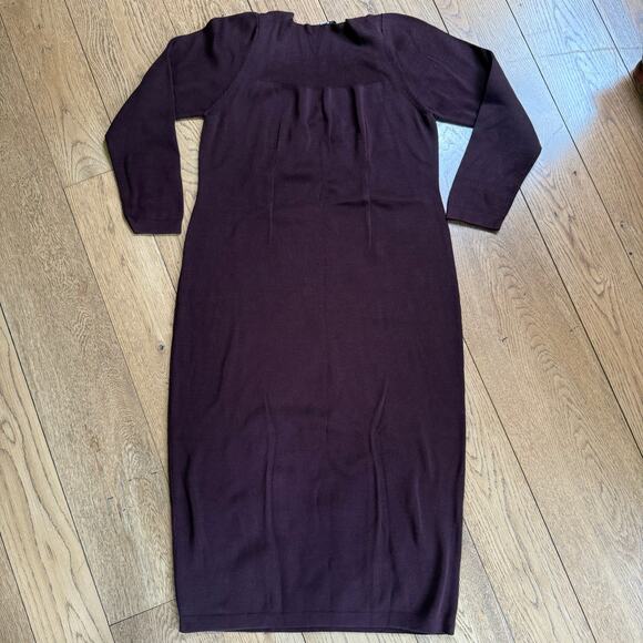 Peruvian Connection Dark Burgundy Sweater Dress SZ L Cotton Cozy Midi - Picture 2 of 9